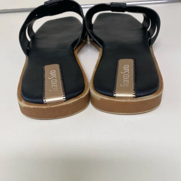 Franco Sarto Mazy Black Leather Woven Square Toe Slide Sandals Size 11 - Picture 4 of 10